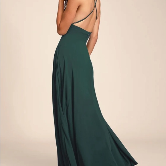 Lulu’s Dreamy Romance Forest Green Backless Maxi Dress - Picture 3 of 4